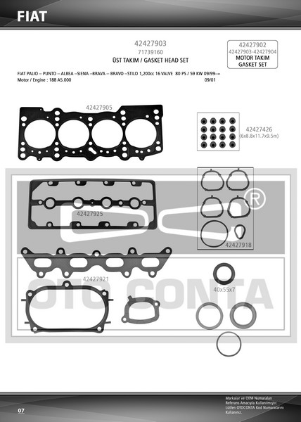 MOTOR ÜST TK. CONTASI FIAT PALİO 1.2-1.4 16V