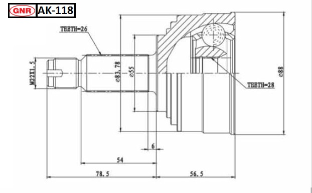 AKS KAFSI (26x28x55x135) HONDA CIVIC 97-