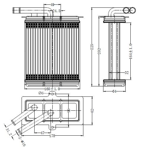 KALORİFER RADYATÖRÜ(KIS007) ISUZU NPR 164X160X32