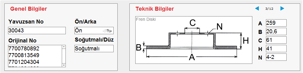 FREN DİSKİ (ÖN)(259MM) RENAULT MEGANE 1.4 96- / CLIO 96 / KANGOO 98-