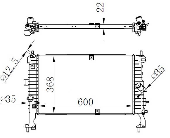 SU RADYATÖRÜ (BRAZING)(BOP191) OPEL MERİVA A 1.3 CTDİ 03+ (600X368X22)