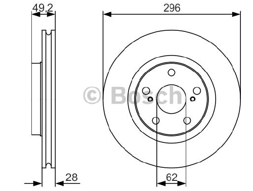 FREN DİSKİ (ÖN)(296MM) TOYOTA AURIS 1.8 HYBRID 10-18 / CAMRY 06-11 / RAV 4 III 06-13 / IV 12- / LEXUS ES 12-18