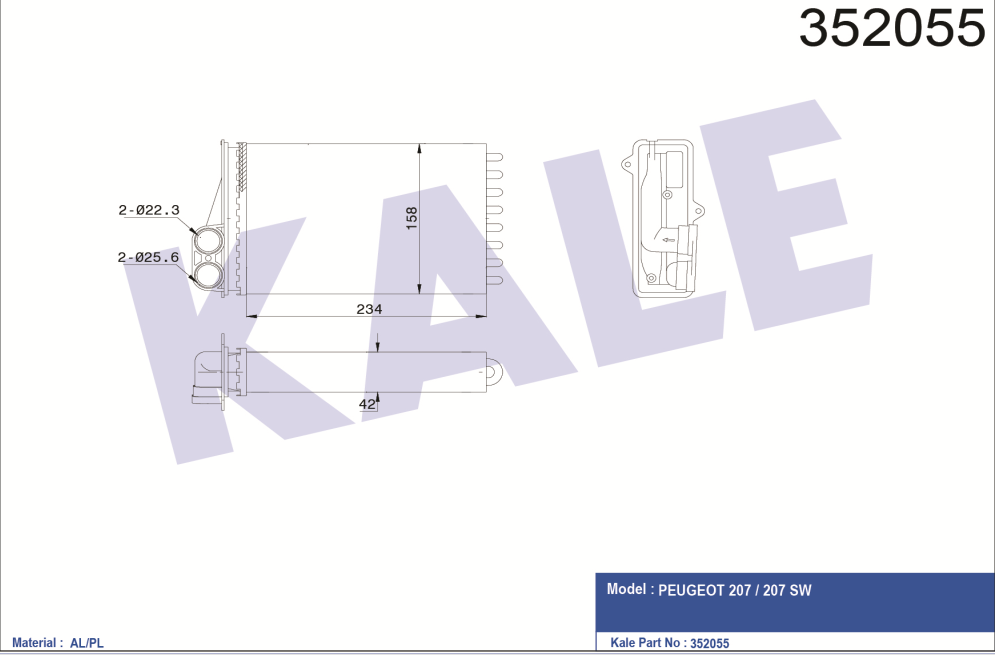 KALORİFER RADYATÖRÜ (MEKANİK) PEUGEOT 207 / 207 SW 1.4-1.6 HDI 06=>