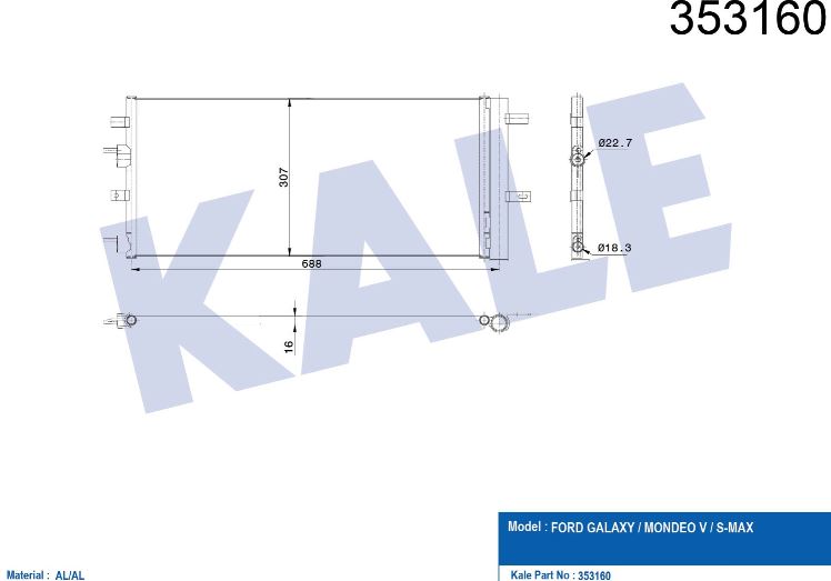 KLİMA RADYATÖRÜ (BRAZING)(KURUTUCULU) FORD GALAXY / MONDEO V / S-MAX 1.5 2.0 1.5/1.6/2.0TDCI 94-