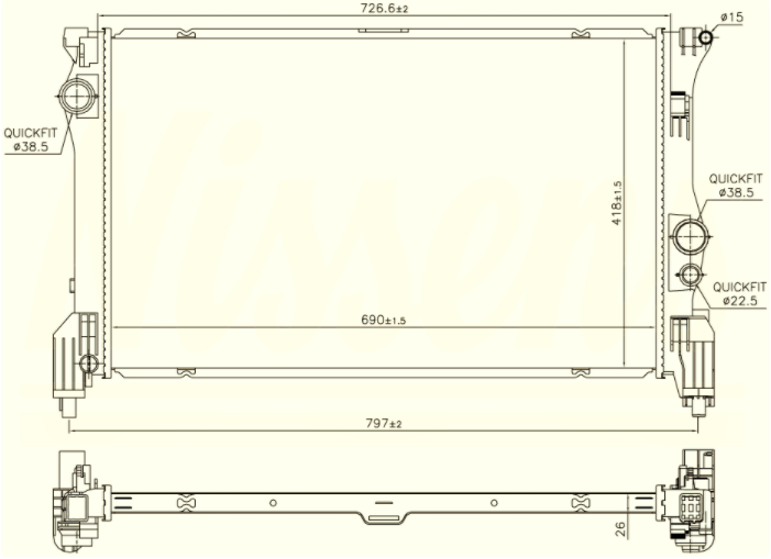 SU RADYATÖRÜ (BRAZING)(BME912) MERCEDES VİTO III 447 2014+ (690X418X26)