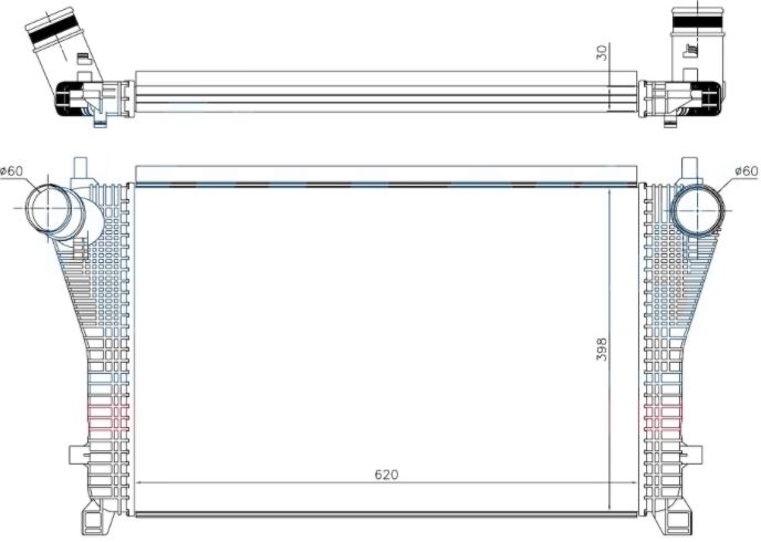 INTERCOOLER(IVW502) AUDI A3 / TT / SEAT LEON / KODIAQ / OCTAVIA / SUPER B / ARTEON / GOLF VII 1.8 TFSI-2.0 TFSI 12- 620x398x30