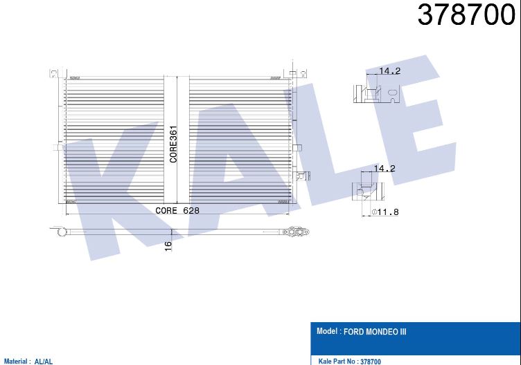 KLİMA RADYATÖRÜ (BRAZING)(MT)(KURUTUCUSUZ) FORD MONDEO III 1.8/2.0 16V 2.0/2.2TDCI 2.5/3.0 V6 00-07