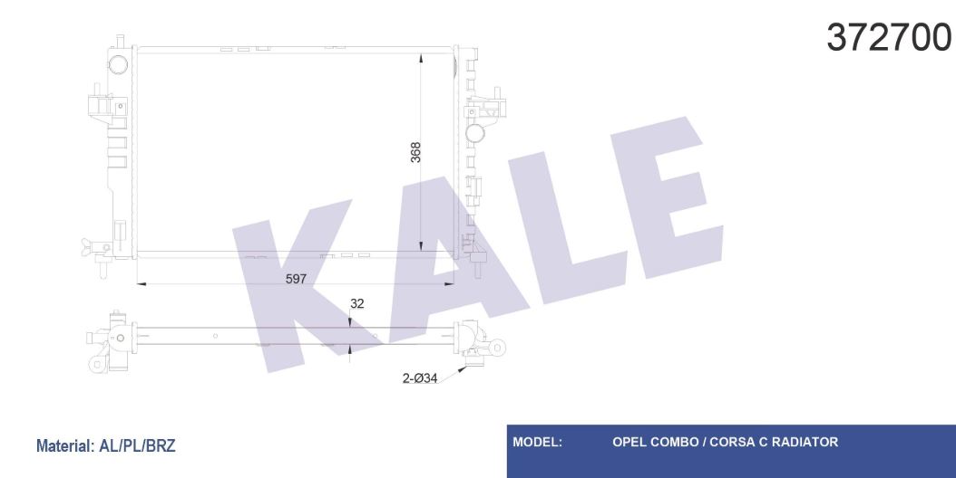 SU RADYATÖRÜ (BRAZING)(MT) OPEL CORSA C-COMBO 1.7DTI