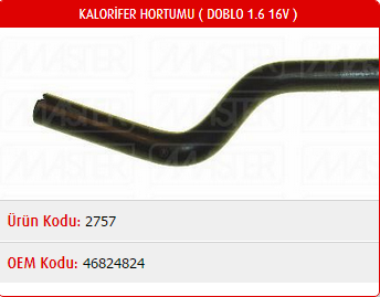 KALORİFER HORTUMU FIAT DOBLO 1.6 16V 00-