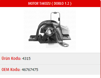 MOTOR TAKOZU FIAT DOBLO 1.2