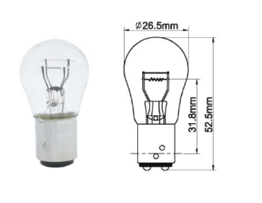 AMPUL 12V. 1016 21/4W (YAKIN TIRNAK)(ŞAŞIN ŞAŞI)(KIRMIZI)