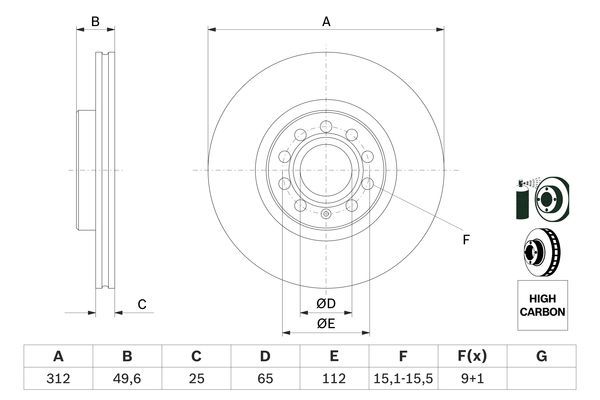 FREN DİSKİ (ÖN)(312MM) AUDI A3 2.0 TDI 13-20 (CRBC, CRLB, CRUA, DBGA, DCYA, DEJA, DFGA)