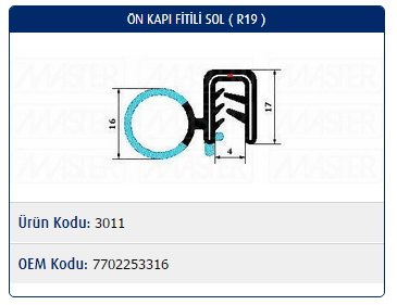 KAPI FİTİLİ (ÖN)(SOL) RENAULT R19