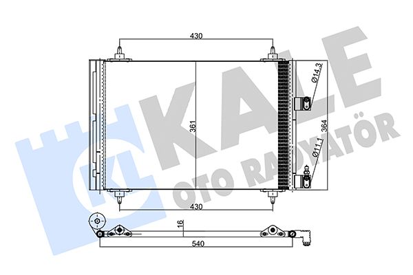 KLİMA RADYATÖRÜ PEUGEOT 307 / 307SW / 307CC 1.4/1.6/2.0 16V 1.4/1.6/2.0HDI 00<09 - CITROEN C4 1.6HDI 2.0 16V 04<11 / C5 1.8/2.0 16V 2.0/2.2HDI 3.0 V6 01<04 KURUTUCU İLE [BRAZING AL/AL] [520X361X16]