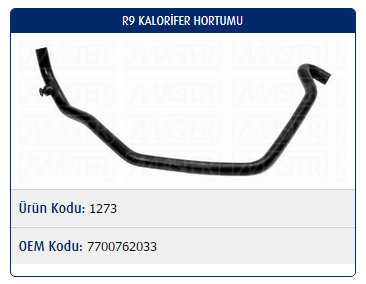 KALORİFER GİRİŞ HORTUMU RENAULT R9 SPRING 1.4-1.6 KRB.