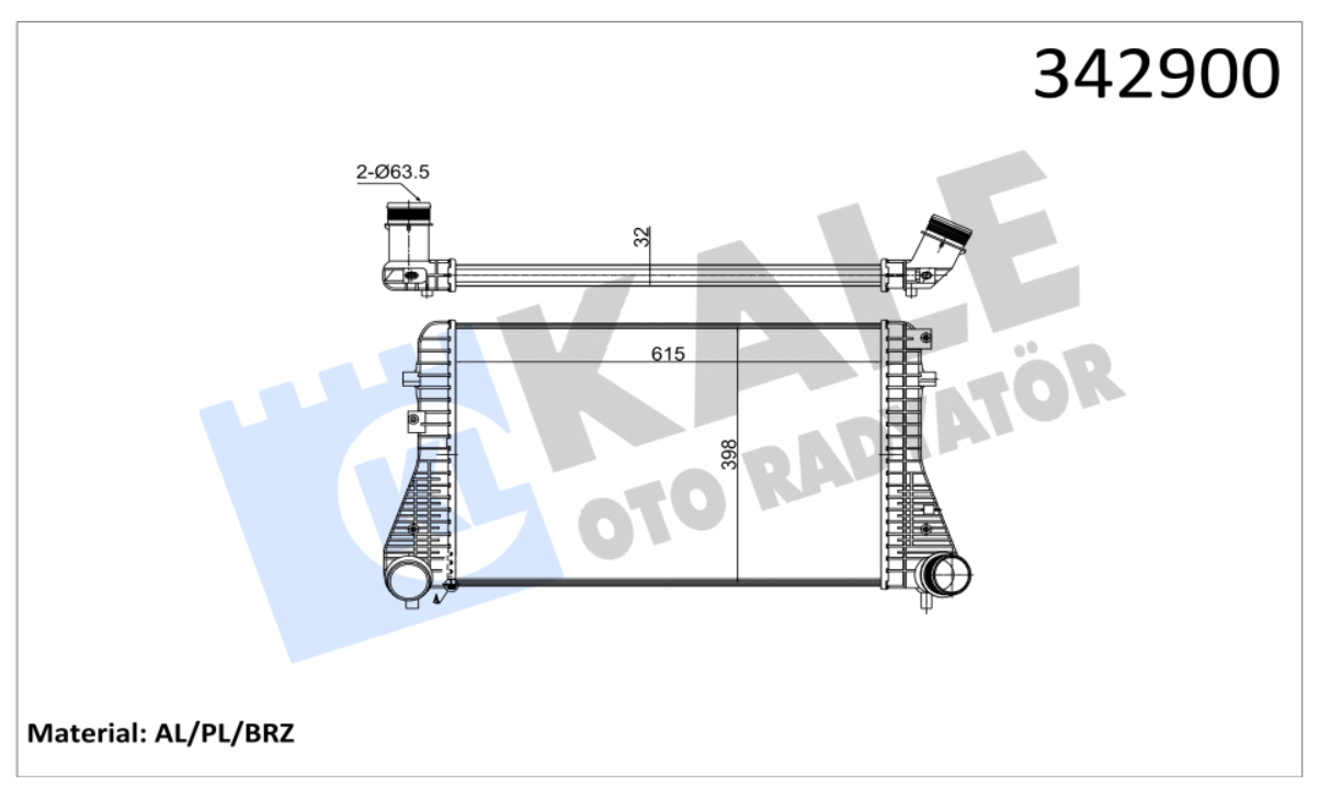 INTERCOOLER (BRAZING) VOLKSWAGEN CC 11- / PASSAT / SHARAN 10- / TIGUAN 07- 1.6/2.0TDI 16V / SEAT ALHAMBRA 2.0TDI 10-