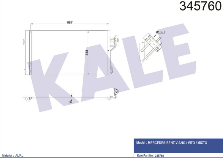 KLİMA RADYATÖRÜ (BRAZING)(KURUTUCULU) M.BENZ VITO W639 VIANO 2.0CDI-2.2C