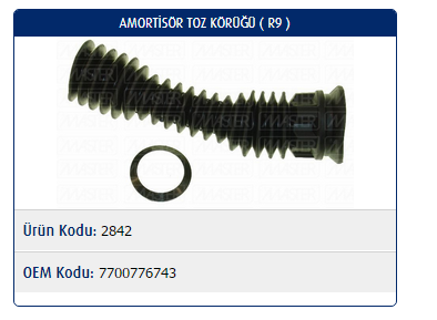 AMORTİSÖR TOZ KÖRÜĞÜ RENAULT R9 / R11 / R19 / MEGANE I / SCENIC I / LAGUNA I