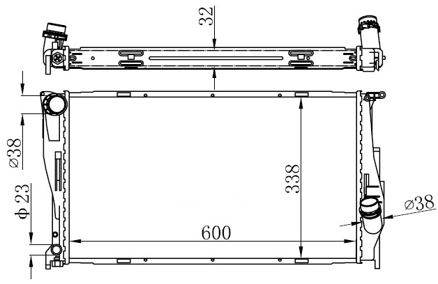 SU RADYATÖRÜ (BRAZING)(A/M)(BBM142) BMW 3.20 D 05+ (600X338X32)