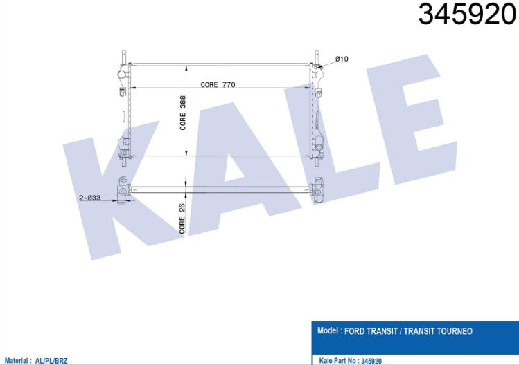 SU RADYATÖRÜ (BRAZING)(MT) FORD TRANSIT V184 2.4TDCI 100PS//125PS