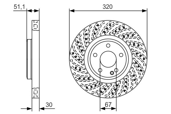 FREN DİSKİ (ÖN)(320MM) M.BENZ A-SERİSİ (W176) A220 CDI-A250 12- / B-SERİSİ (W246-W242) B220 CDI-B250 / CLA (C117) CLA 220-CLA 250