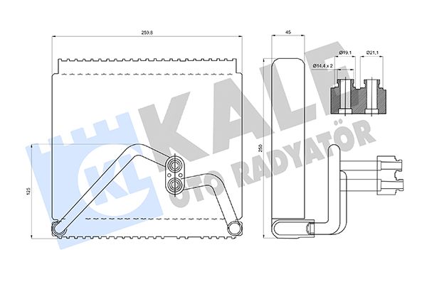 EVAPORATOR (BRAZING) KIA RIO II 1.5CRDI 1.6 16V 05<11 (VALFSİZ) [250X259,8X45]