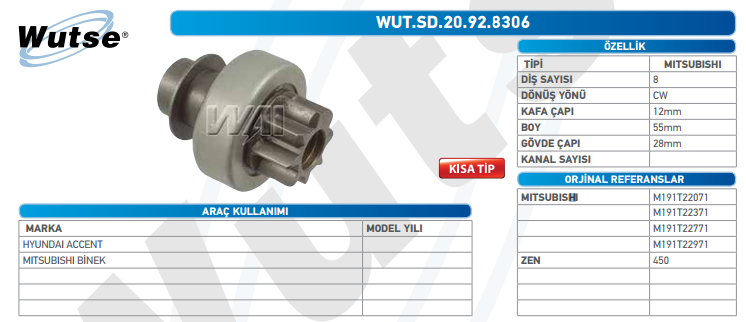 MARŞ DİŞLİSİ (MITSUBISHI TİPİ) 8T HYUNDAI ACCENT KISA