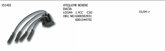 ATEŞLEME BOBİNİ DACIA LOGAN 1.4 04-