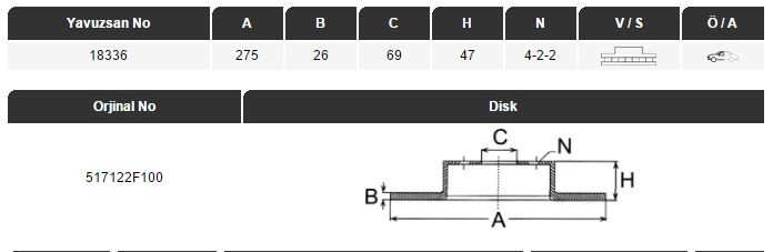 FREN DİSKİ (ÖN)(275MM) CERATO 1.6-1.5-2.0 04-