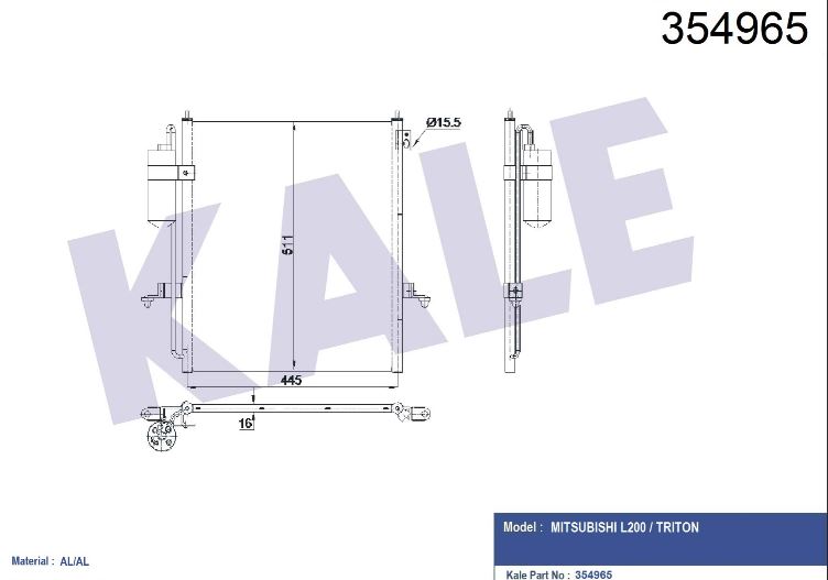 KLİMA RADYATÖRÜ (BRAZING)(KURUTUCULU) MITSUBISHI L200 / TRITON 2.5DI-D 4AWD 05-15