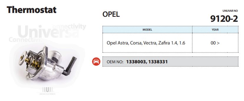 TERMOSTAT (92°C) OPEL ASTRA / CORSA 1.4İ 16V / VECTRA 1.6İ