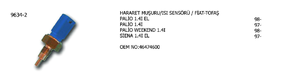 HARARET MÜŞÜRÜ ISI SENSÖRÜ FIAT  PALIO 1.4i/SIENA 1.4i