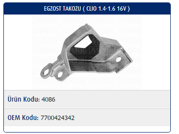 EGZOST TAKOZU RENAULT CLIO II 1.4 16V-1.6 16V