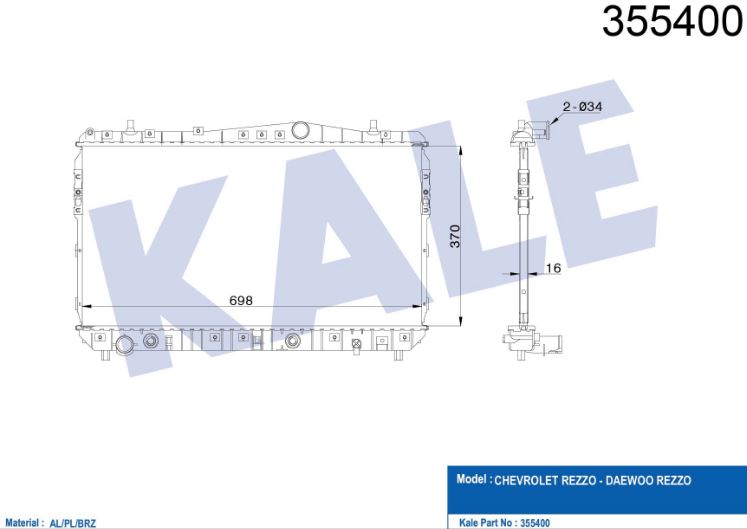 SU RADYATÖRÜ (BRAZING)(AT) CHEVROLET LACETTI/REZZO 1.4-1.6-1.8