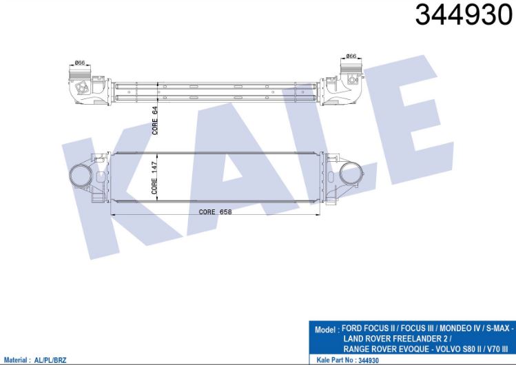 INTERCOOLER (BRAZING)(AT/MT) FORD FOCUS II / FOCUS III / MONDEO IV