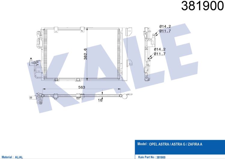 KLİMA RADYATÖRÜ (BRAZING)(KURUTUCUSUZ) OPEL ASTRA G 1.2 16V-1.4 16V-1.6