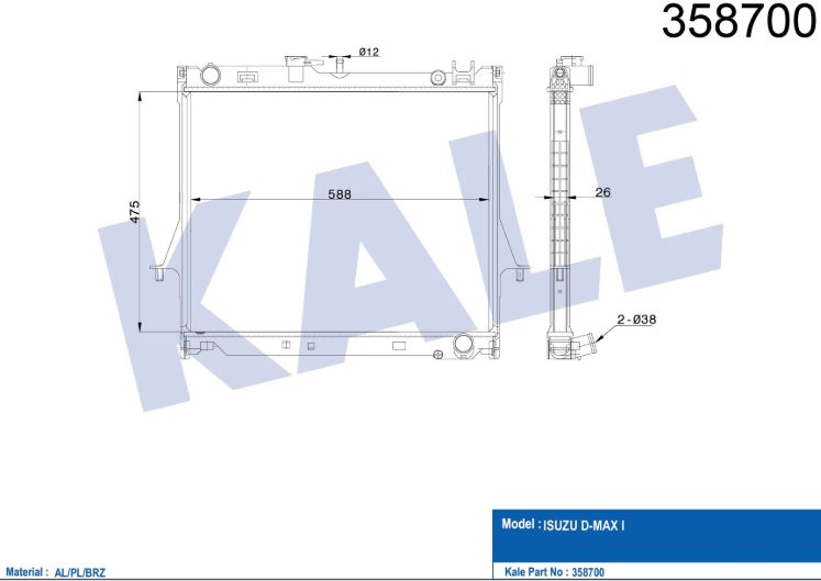 SU RADYATÖRÜ (BRAZING)(MT) ISUZU D-MAX