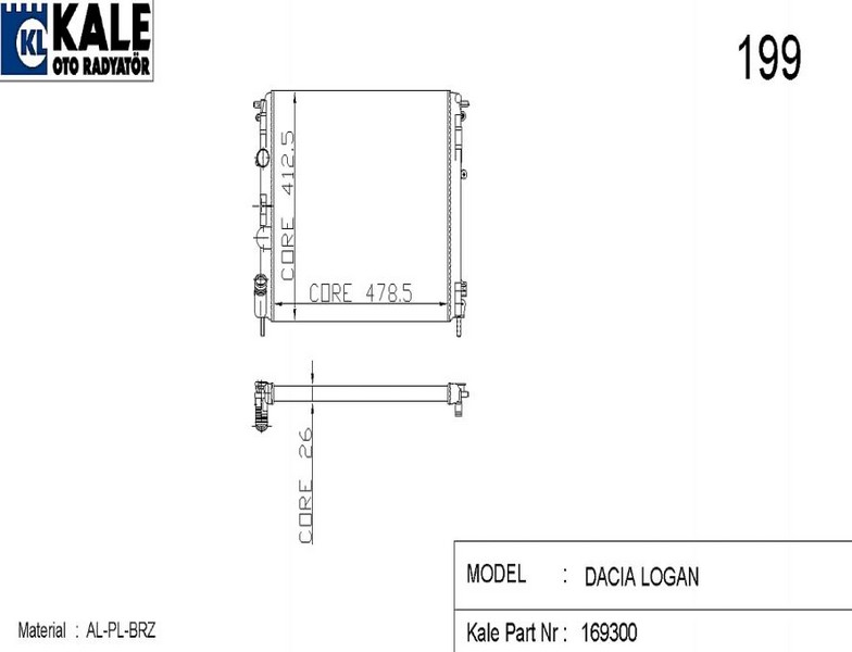 SU RADYATÖRÜ (BRAZING)(MT) CLİO II/DACIA 1.5 DCİ/TDİ (1 SIRA ALB)