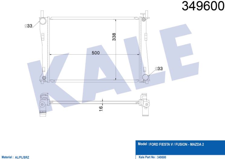 SU RADYATÖRÜ (BRAZING)(MT) FIESTA V / FUSION /MAZDA 2