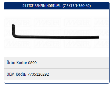 BENZİN HORTUMU (Ø7.3X13.3-360-60) RENAULT R11 TXE