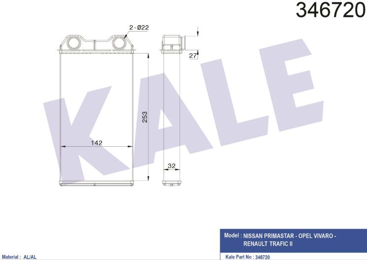 KALORİFER RADYATÖRÜ (BRAZING) OPEL VIVARO 01-RENAULT TRAFFIC II 06-