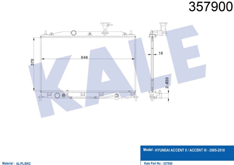 SU RADYATÖRÜ (BRAZING)(AT) HYUNDAI ACCENT-ACCENT III  AL/PL/BRZ