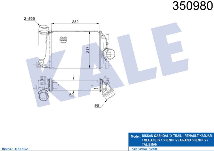 INTERCOOLER (BRAZING) NISSAN QASHQAI 1.5 DCI (13+) / RENAULT