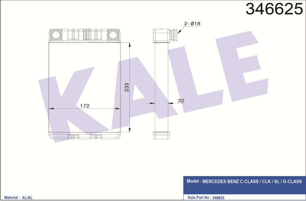 KALORİFER RADYATÖRÜ (BRAZING) M.BENZ C-CLASS-CLK-SL-G-CLASS