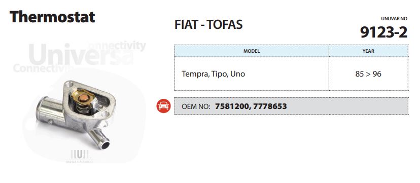 TERMOSTAT (87°C) FIAT TEMPRA 1.4 / TİPO 1.4 / UNO 70