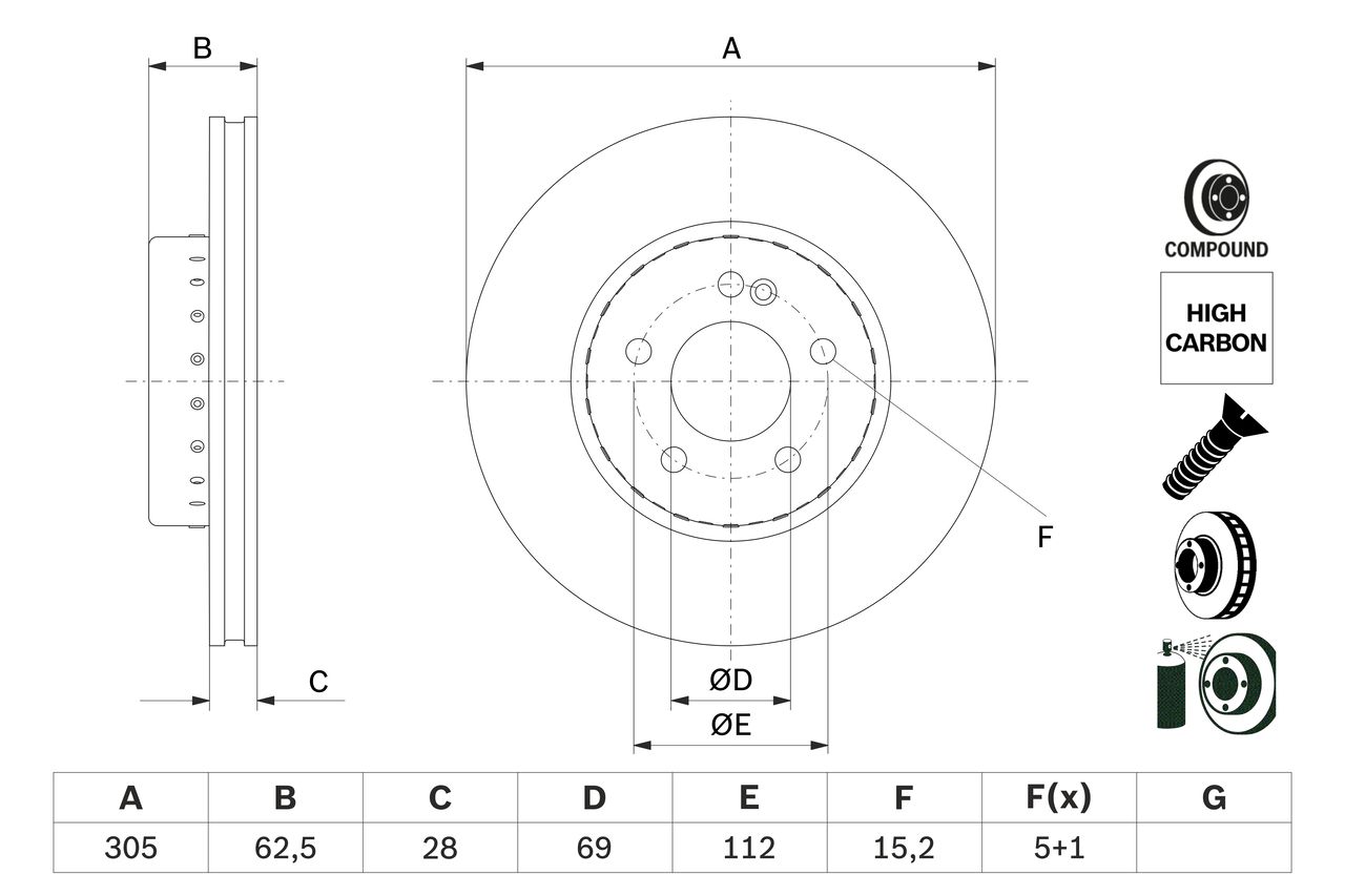 FREN DİSKİ (ÖN)(305MM) MERCEDES C205 A205 W205 14-