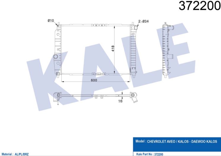 SU RADYATÖRÜ (BRAZING)(MT) CHEVROLET AVEO/KALOS