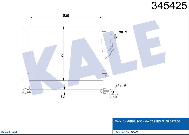 KLİMA RADYATÖRÜ (BRAZING)(KURUTUCULU) HYUNDAI İX35 / KIA CARENS 1.7CRDI / SPORTAGE 1.7/2.0CRDI 10-