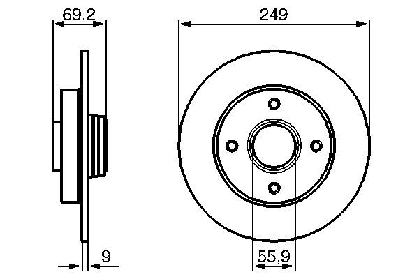 FREN DİSKİ (ARKA)(249MM) CITROEN C3 AIRCROSS II 1.2 PureTech 110 17- / OPEL CROSSLAND X / CROSSLAND 1.6 Turbo D 17- / PEUGEOT 307 SW 2.0 HDi 135 04-08