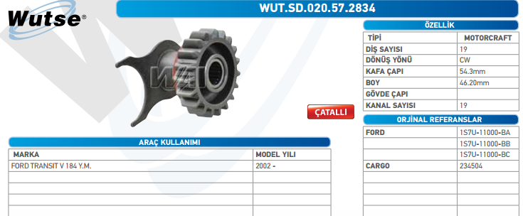 MARŞ DİŞLİSİ 19T FORD V184 ÇATALLI